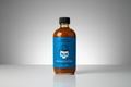 Bottle of Smoke Eater hot sauce with a blue label on a white background