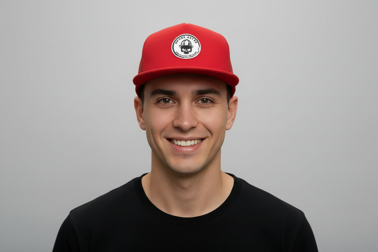 Five Panel Classic Snap Back Trucker Hat - Red